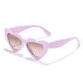 Stylish lavender heart-shaped sunglasses for kids featuring candy colored frames - Purple Frame Brown Lens