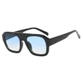 Oversized black frame sunglasses with blue gradient lenses for outdoor sun protection - Black Frame Blue Lens