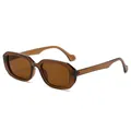 Retro brown rectangular sunglasses with translucent amber frames for outdoor sun protection - Dark Tea Frame Tea Lens