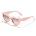Kids pink heart-shaped sunglasses featuring a stylish sweet candy-colored frame - Pink Frame Brown Gradient