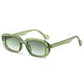Retro green rectangular sunglasses featuring stylish gradient lenses for outdoor protection - Green/Double Green