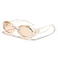 Retro oval sunglasses with translucent peach frames and golden temple detail at the side - Champagne Frame / Tea Lens