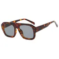 Square tortoise shell sunglasses with flat top and dark gray lenses for outdoor wear - Tortoise Frame Light Gray Lens