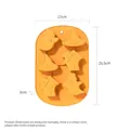 Orange 6-cavity silicone Halloween cake mold with product dimensions - 293-Ghost House Hat Mix 6-Cavity (Orange) / 120g/Pack