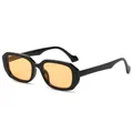 Retro rectangular sunglasses with black frames and vibrant orange lenses for outdoor shade - Black Frame Orange Lens