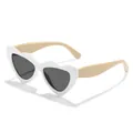 Children's heart-shaped sunglasses with white frame and beige temples - White Frame Brown Temples Gray Lens