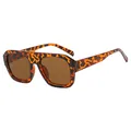 Stylish leopard print square frame sunglasses with brown lenses for outdoor sun protection - Tortoise Shell Frame
