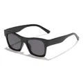 Stylish vintage square sunglasses featuring a glossy black frame and dark grey lenses - Black Frame Grey Lens