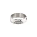 Minimalistischer silberner geometrischer Titanstahlring mit POWER-Gravur für Damen und Herren - Größe 6 / Facettierter Gravierter Ring (DW0246) / Stahlfarben