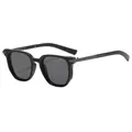 Classic men's black frame sunglasses with UV400 protection and metal temple accents - Matte Black Gunmetal Frame Grey Lens