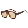 Vintage tortoiseshell square flat top sunglasses with stylish tan lenses for outdoor sun protection - Tortoise Frame Light Tea Lens