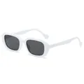 Retro rectangular sunglasses with a bold white frame and dark lenses for men and women - White Frame Gray Lens