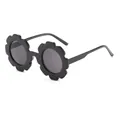 Stylish black flower-shaped sunglasses for girls with UV protection for outdoor travel - Black