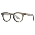 Stylish retro oval sunglasses with diamond rivets in translucent grey-brown finish. - Olive Green Anti-Blue Light