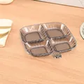 Grey translucent 4-compartment grid tray for seasoning and side dishes - 4 Compartments / Grey Small