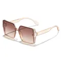 Oversized square sunglasses with gradient brown lenses and champagne glitter frames - Square Frame (90964) / KD3324 23-16-132 / Champagne Frame Double Tea Lens