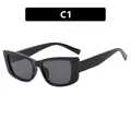 Retro black cat-eye sunglasses with thick frames and dark lenses, variant code C1 - Bright Black Frame Grey Lens