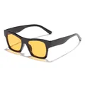 Retro square sunglasses with black frame and yellow lenses for fashion street style - Black Frame Orange Lens