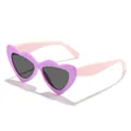 Children's candy-colored heart-shaped sunglasses with purple frame and pink temples - Purple Frame with Pink Legs