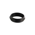 Minimalistischer schwarzer geometrischer Titanstahlring mit Money und Power Gravurdetails - Größe 6 / Facettierter Gravierter Ring (DW0246) / Schwarz