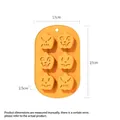 Orange 6-cavity silicone pumpkin cake mold for Halloween baking with dimensions - 292-6-Cavity Pumpkin (Orange) / 115g