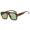Classic retro aviator square sunglasses featuring a tortoiseshell frame and green lenses - Tortoise Frame Dark Green Lens