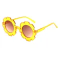 Cute yellow flower frame sunglasses for girls, trendy UV protection eyewear for kids - Yellow