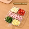 5-Compartment transparent kitchen organizer tray for chopped garlic ginger and chili - Five Compartments / Large Transparent