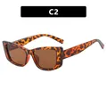 Retro leopard print cat-eye sunglasses with metal hinges, brown lenses, variant C2 - Tortoise Shell Frame