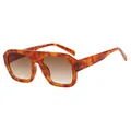 Classic vintage oversized square sunglasses with tortoiseshell pattern frame and gradient lenses - Brown Frame Gradient Tea Lens