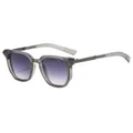 Stilvolle graue quadratische Sonnenbrille mit lila Verlaufsgläsern für Herren UV400 Schutz - Transparenter Grauer Rahmen Graue Verlaufslinse