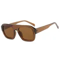 Classic vintage brown translucent square aviator sunglasses for stylish outdoor sun protection - Dark Tea Frame Tea Lens