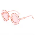 Pink flower-shaped children's sunglasses with translucent frames for girls' UV protection - Transparent Pink