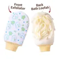 Double-sided cartoon bath glove with exfoliating scrubber and soft bath lily mesh - Double Sided Bath Lily / Green Dinosaur - Bath Lily Style