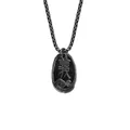 Collier vintage en acier titane gunmetal avec pendentif caractère 'Yi' traditionnel - Argent Antique (Justice)