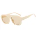 Minimalist beige pilot square frame sunglasses with amber lenses for outdoor shade - Cream Light Brown