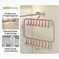 Pink multi-functional storage hanger for tank tops and bras with 18 detachable hooks - Double Layer 18 Hooks (Mousse Pink) / Mousse Pink