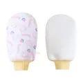 Double-sided exfoliating bath mitt with cute pink rabbit pattern and elastic cuff for shower - Regular Double Sided Exfoliating / Pink Rabbit - Regular Style