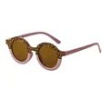 Trendy round children's sunglasses with leopard print and pink dual-tone frames. - Spotted Brown Frame