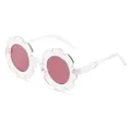Süße Blumen-Sonnenbrille für Mädchen mit transparentem Rahmen und rosa Gläsern - Transparent