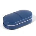 Blue pill cutter and storage box with pink detail, Japanese style, portable design - Pill Cutter (0960) / Blue