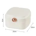 Mini joyero portátil beige estuche de 10x10x6cm para guardar anillos y pendientes - Blanco