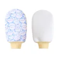 Double-sided exfoliating bath mitt with cute blue bear pattern and fine sand texture - Blue Bear - Regular Style