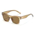 Vintage-style square sunglasses featuring tea-colored frames and protective brown lenses - Transparent Dark Tea Frame Tea Lens