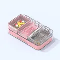 Roze draagbare multifunctionele pillendoos met geïntegreerde pillensnijder en maler - Roze