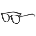 Klassische schwarze Brille mit stilvollen dunklen Metallbügeln auf weißem Hintergrund. - Glänzendes Schwarz Gunmetal Rahmen Klare Linse