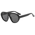 Retro oversized aviator sunglasses with thick black frames and UV400 protection - Black Frame Grey Lens (C1)