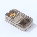 Draagbare 3-in-1 pillendoos met ingebouwde pillensnijder en vergruizer functie - donkergrijs