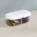 White 2-compartment kitchen spice storage box, food-grade sealed plastic container - 1 Piece / White Lid