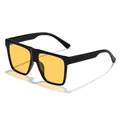 Grote vierkante retro zonnebril met zwart montuur en gele glazen voor dames mode - Zwart Montuur Oranje Lens